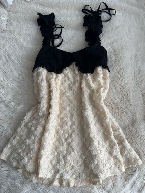 Black & Cream Lace Babydoll Dress